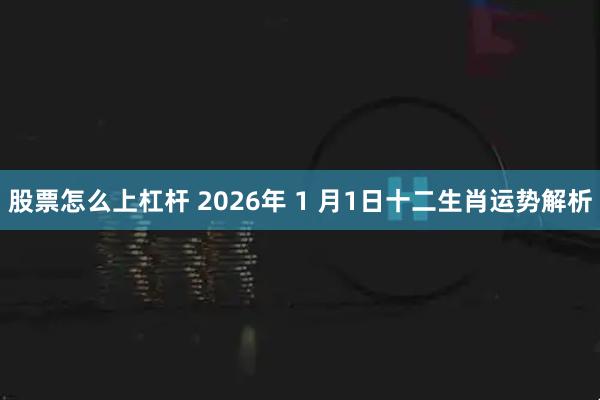 股票怎么上杠杆 2026年 1 月1日十二生肖运势解析